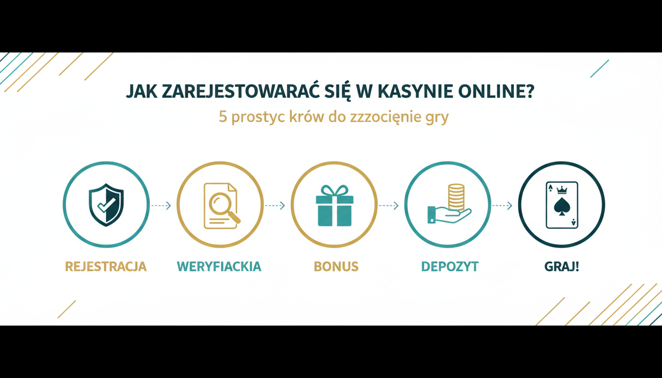 Infografika przedstawiająca proces rejestracji w kasynie online