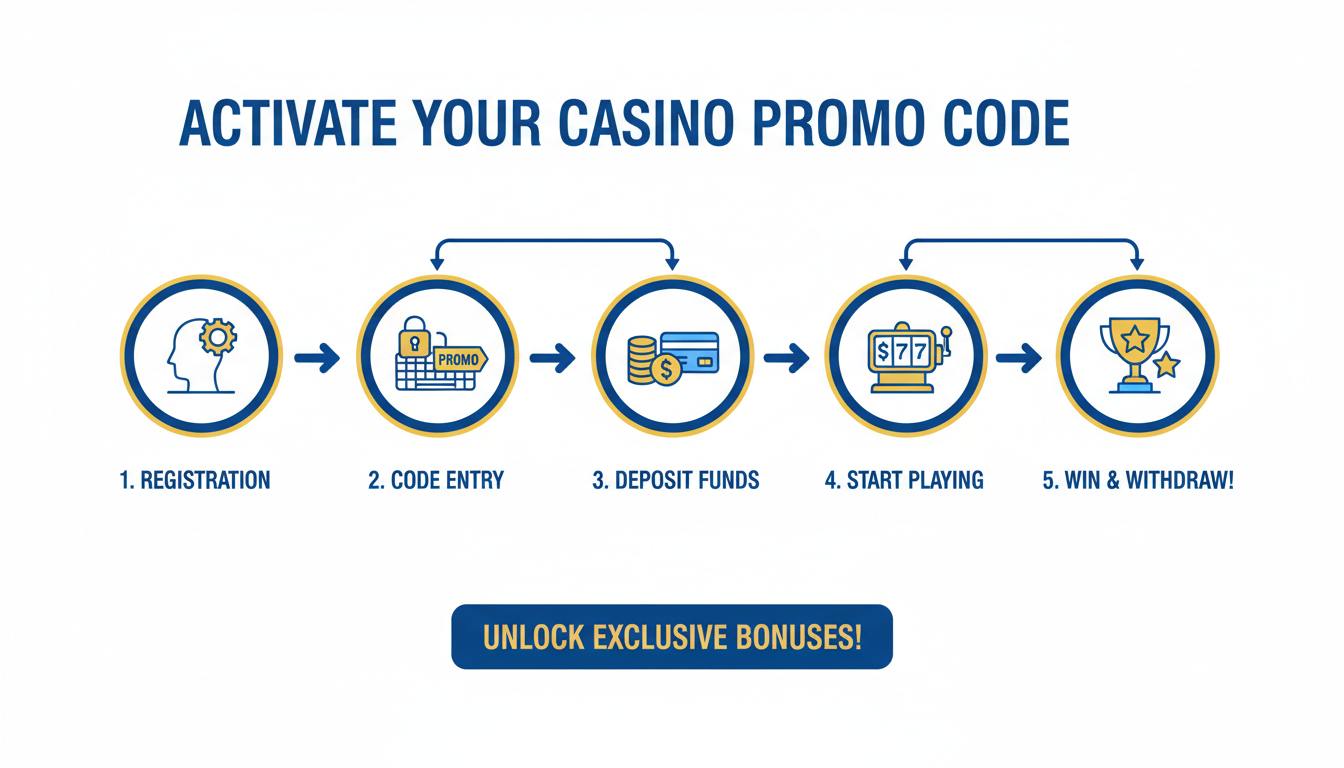 Infografika przedstawiająca kroki aktywacji bonusu w kasynie online