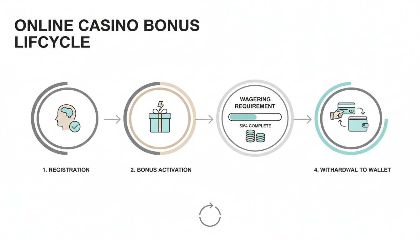 Schemat procesu obrotu bonusem w kasynie online