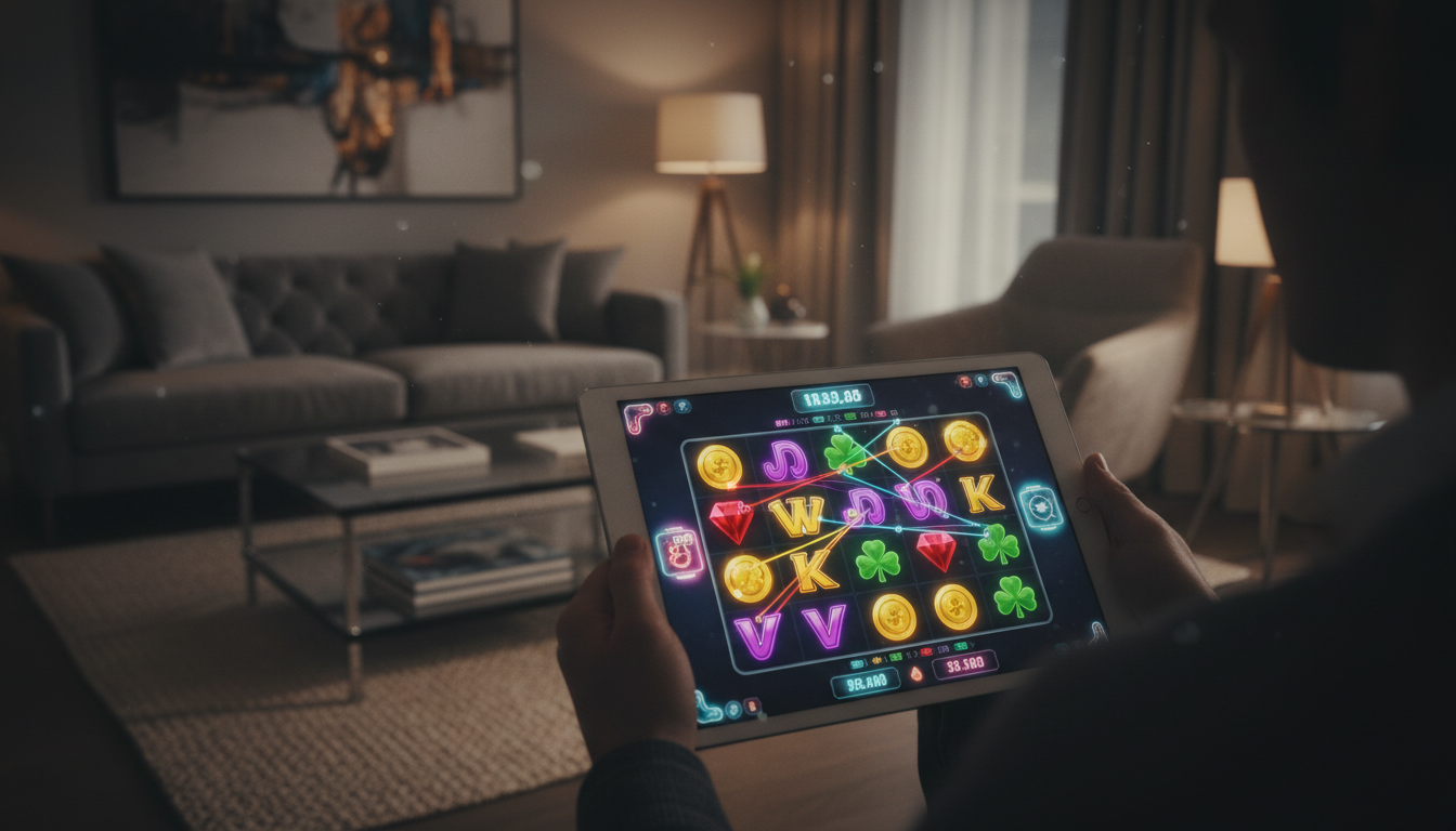 Profesjonalna gra na tablecie w nowoczesnym salonie