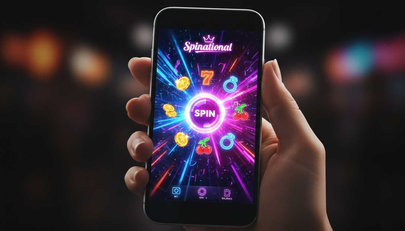 Interfejs mobilny kasyna Spinational na nowoczesnym smartfonie